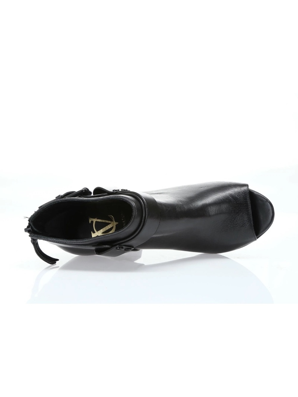 Vince VC Black Leather Ankle Booties Buckle  Peep-Toe Detail Made in Brazil - Picture 5 of 6
